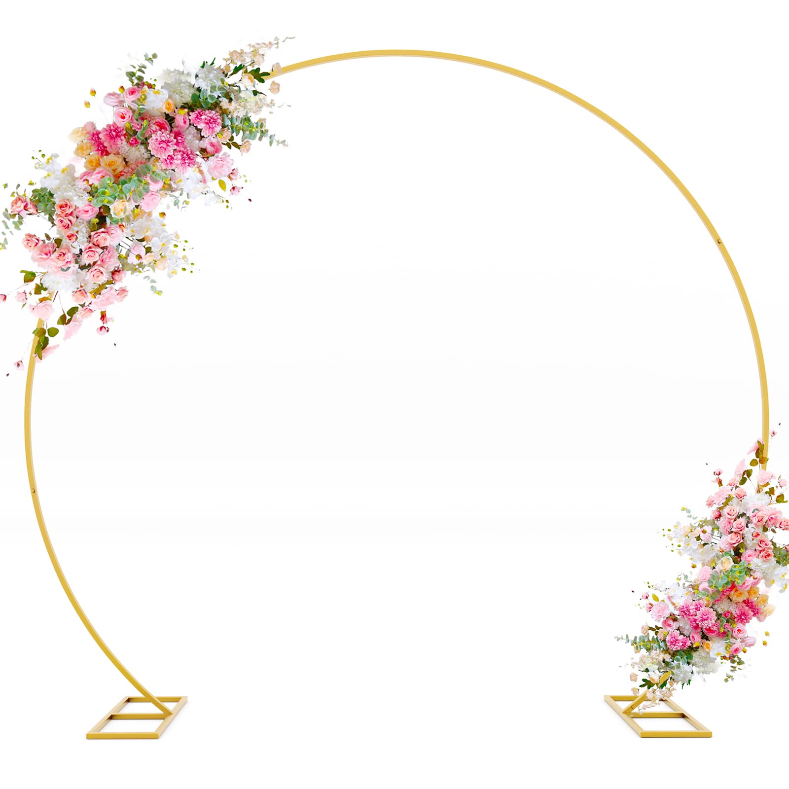 Wokceer Round Backdrop Stand 8Ft Gold Wedding Arch Metal Circle Balloon Arch Stand For Birthday Party Wedding Bridal Shower Anni