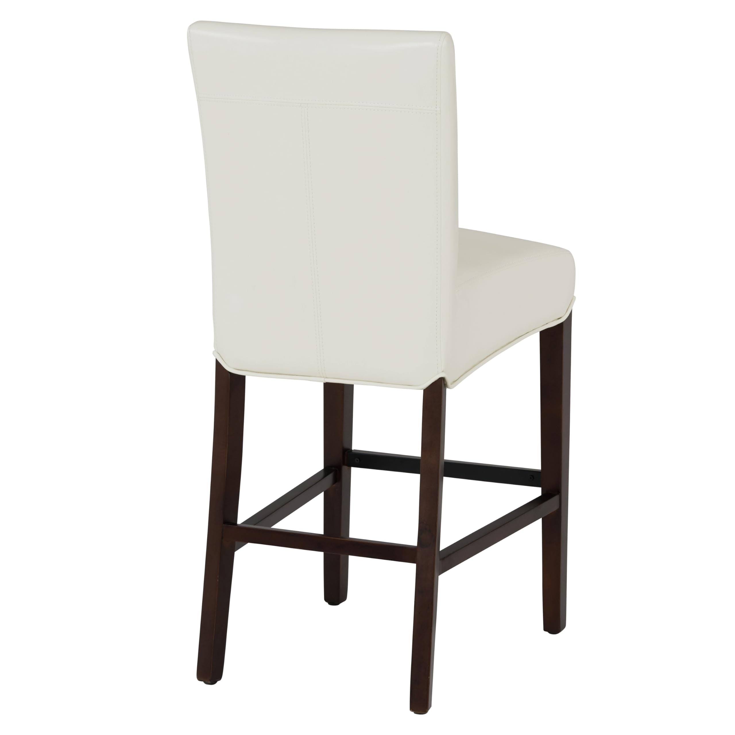 New Pacific Direct Milton Bonded Leather Counter Stool 26&quot;,Brown Legs,White,Fully Assembled