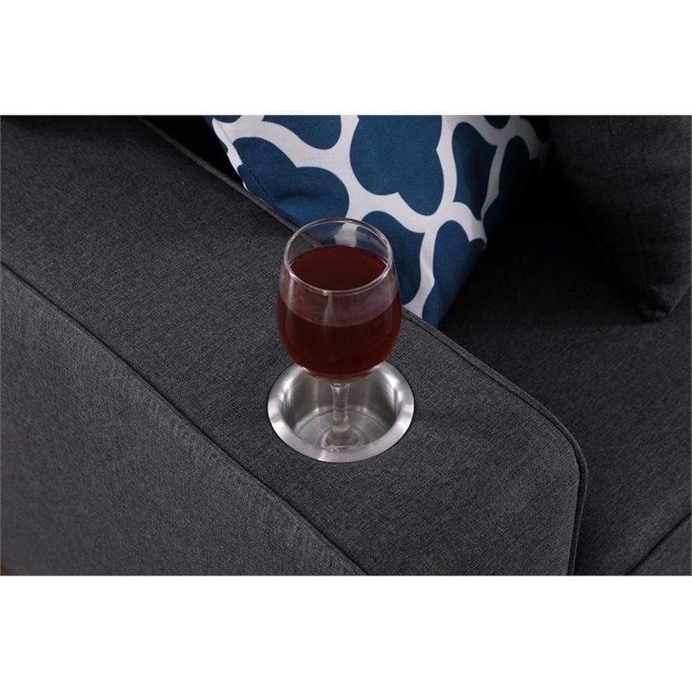 Lilola Home Cooper Dark Gray Linen Sofa - Thumbnail 2