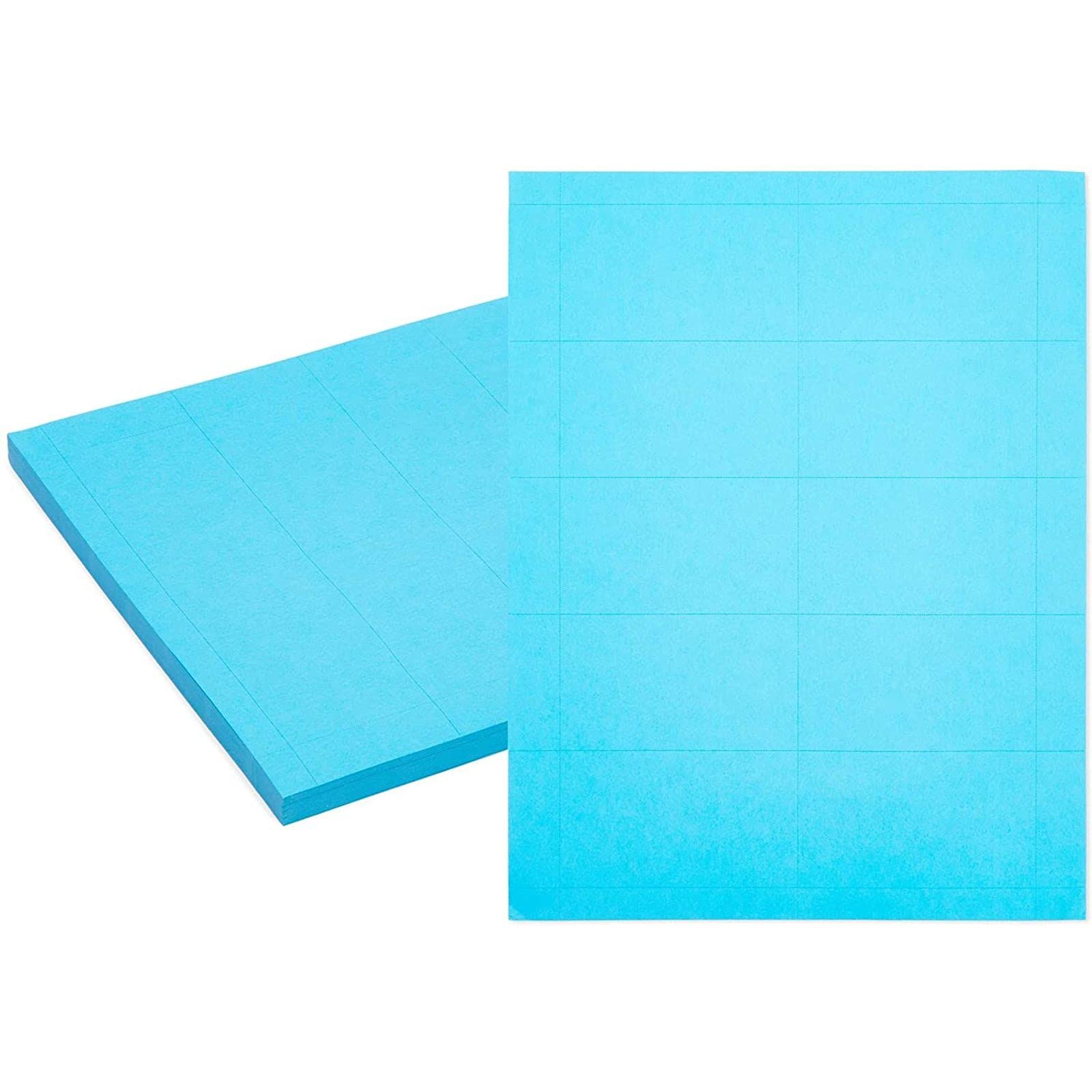 Blue Business Card Paper, 50 Sheets Of Blank Printable Cardstock (2 X 3.5 In, 500 Cards)