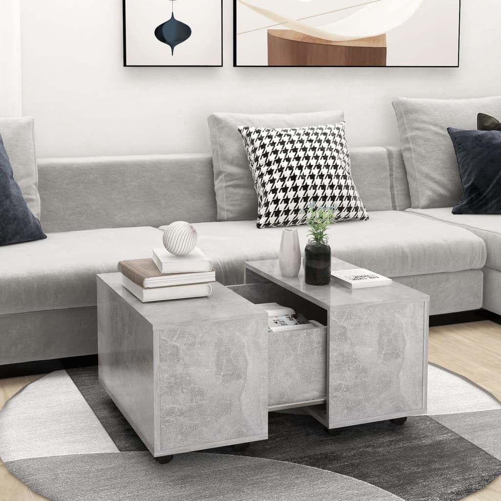 vidaXL Coffee Table Concrete Gray 23.6"x23.6"x15" Engineered Wood