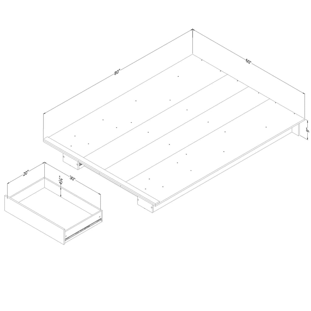 South Shore Cavalleri Platform Bed, Queen, Nordik Oak