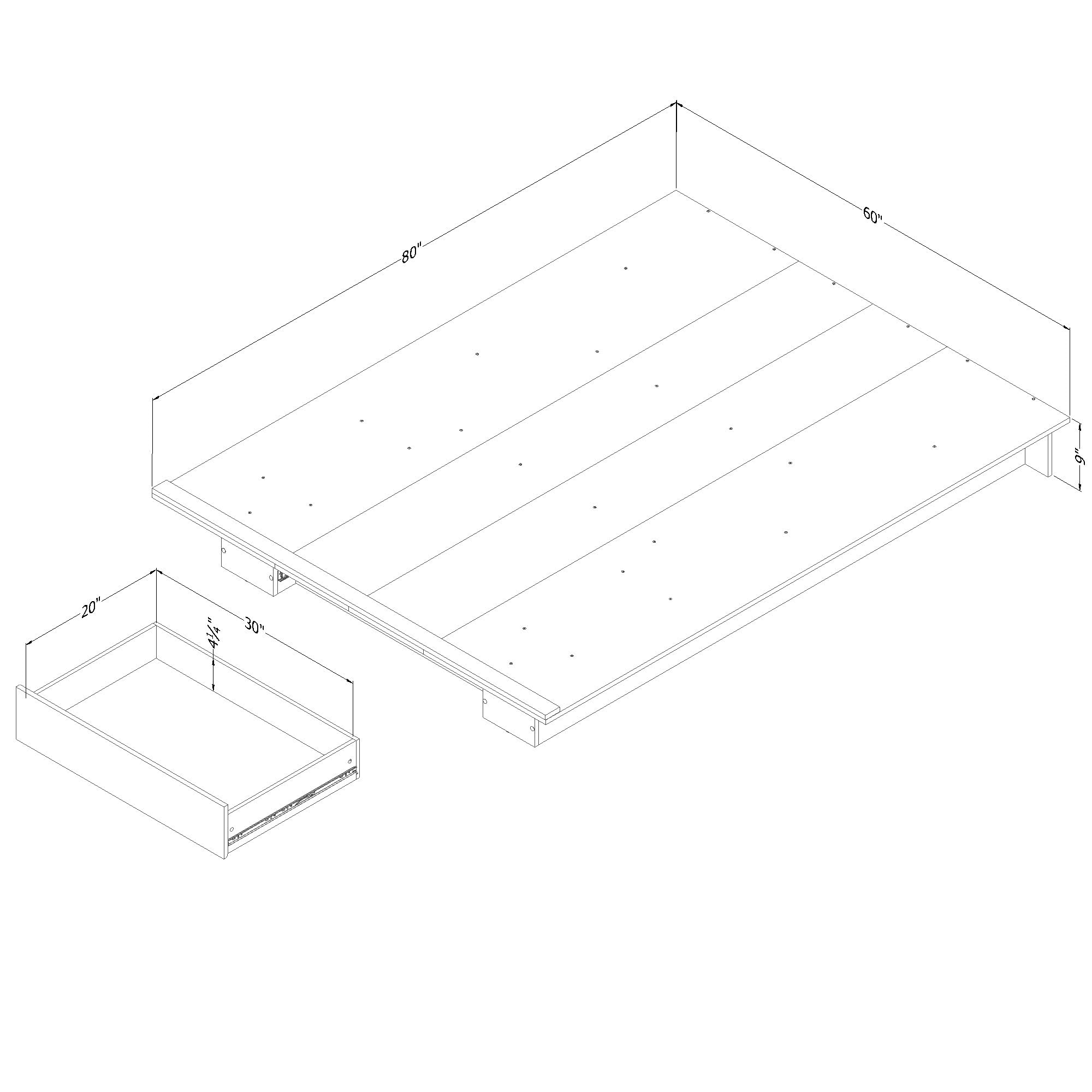 South Shore Cavalleri Platform Bed, Queen, Nordik Oak