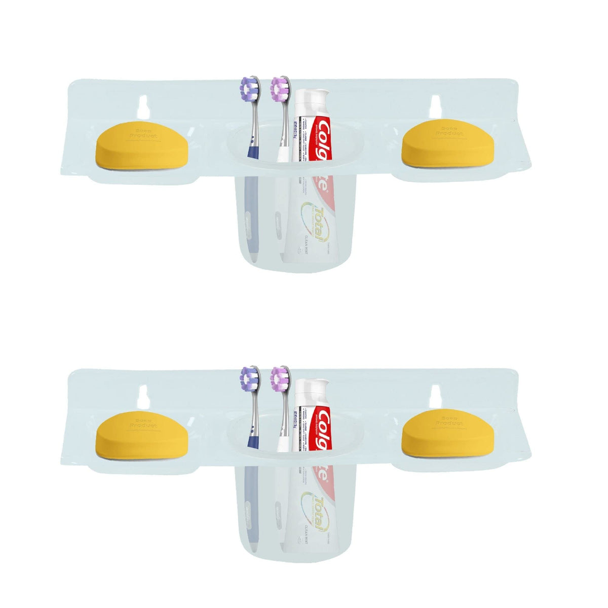 YO INDIA Acrylic Plastic Unbreakable Soap Dish Tooth Paste Brush Holder [Transparent, Set of 2pcs]