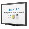 Viz-Pro Magnetic Whiteboard/Dry Erase Board With Black Aluminium Frame, 18 X 12 Inches, Includes 1 Eraser & 2 Markers & 4 Magnet