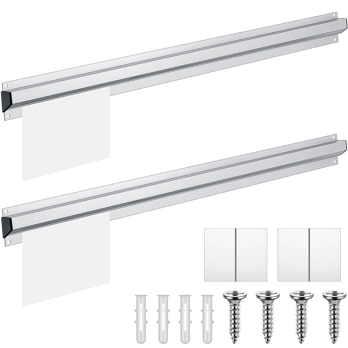 Henoyso 2 Pieces Restaurant Ticket Holder Receipt Holder Aluminum Order Ticket Rack Silver Kitchen Slide Check Rack For Office C