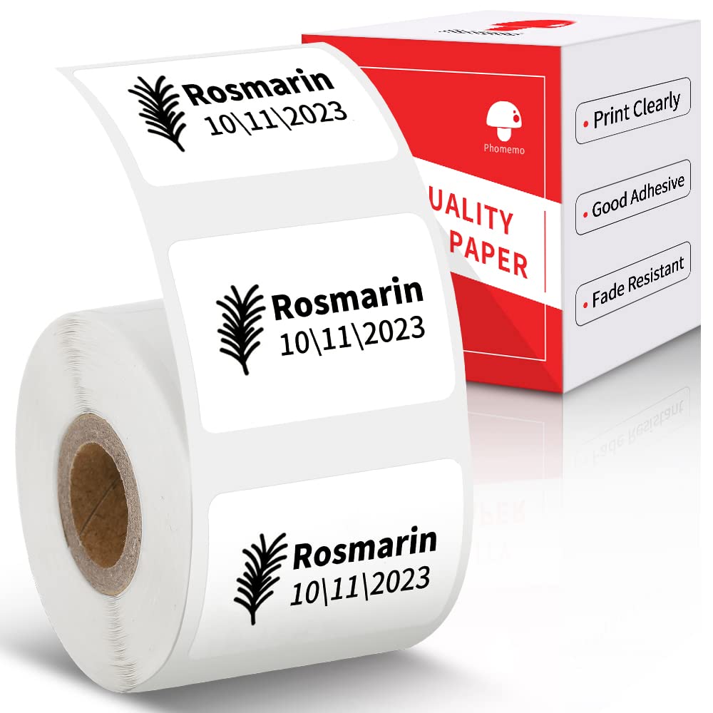 Phomemo M110 Label Printer Paper, White Self-Adhesive Thermal Paper, Thermal Labels Compatible With M110 M120 M200 M220 M221 Lab