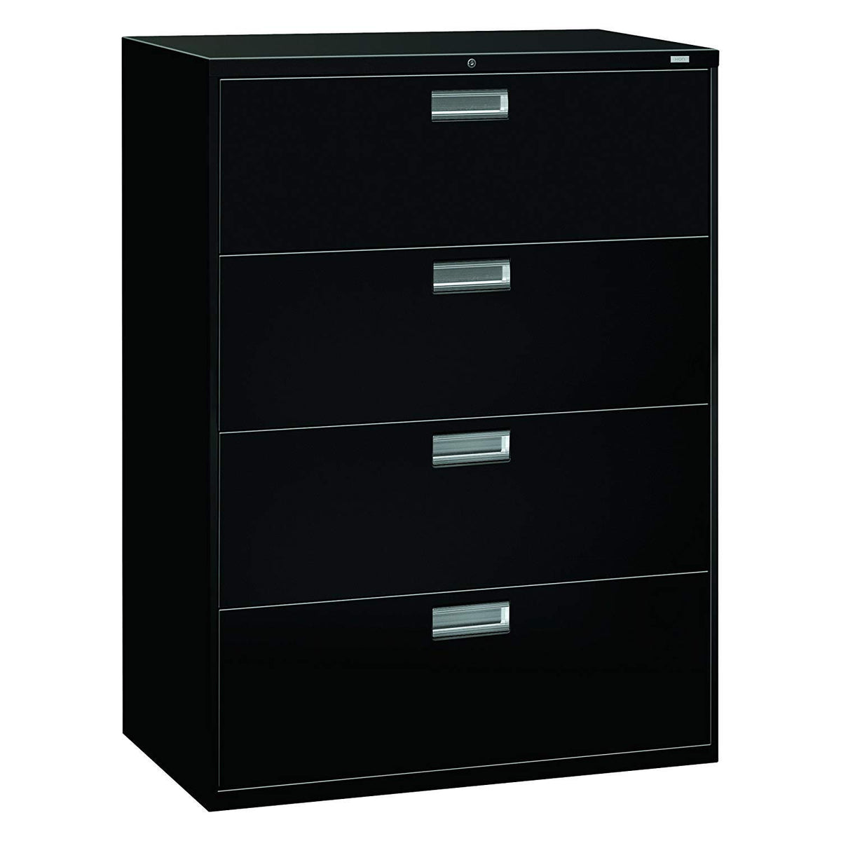 Hon Brigade 600 Series Lateral File, 4 Drawers, 53 1/4&quot;H X 42&quot;W X 19 1/4&quot;D, Black