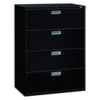 Hon Brigade 600 Series Lateral File, 4 Drawers, 53 1/4"H X 42"W X 19 1/4"D, Black