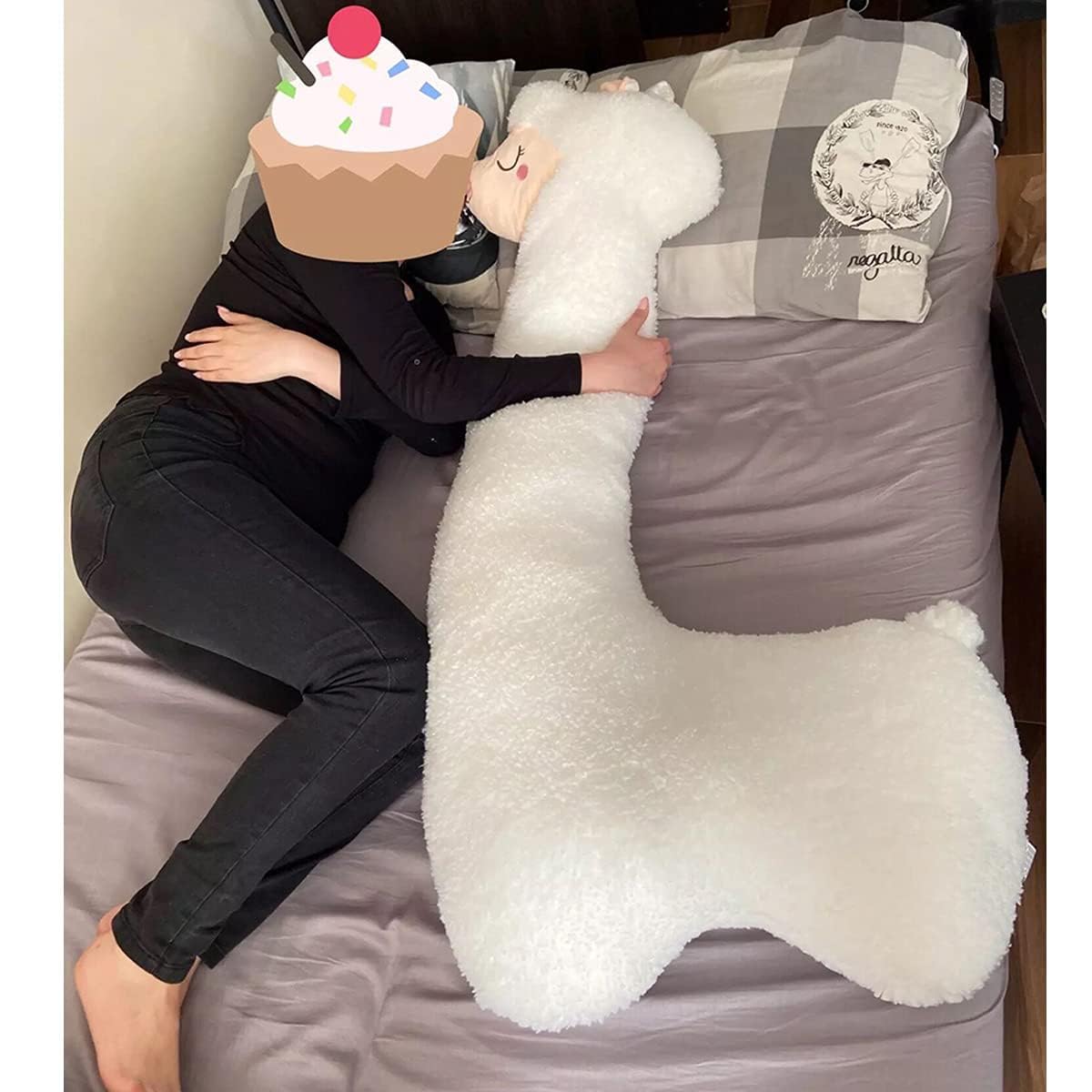Hofun4U Llama Plush Pillow, 51 Inch Alpaca Plush Long Body Pillow, Alpaca Stuffed Animal, Christmas Holiday Birthday Gift (White