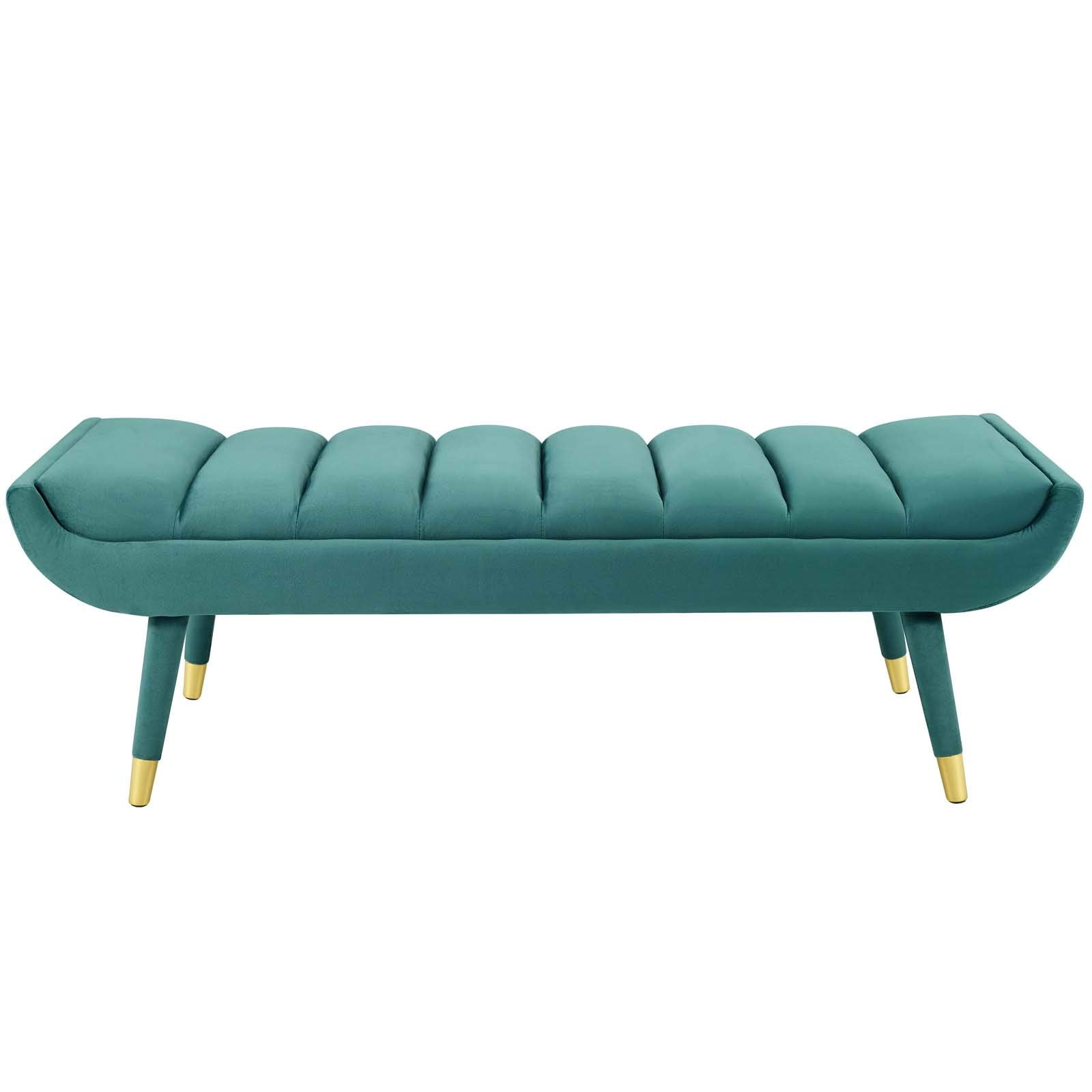 Modway Guess Channel Tufted Performance Velvet Metal Accent Bench in Green - Thumbnail 3