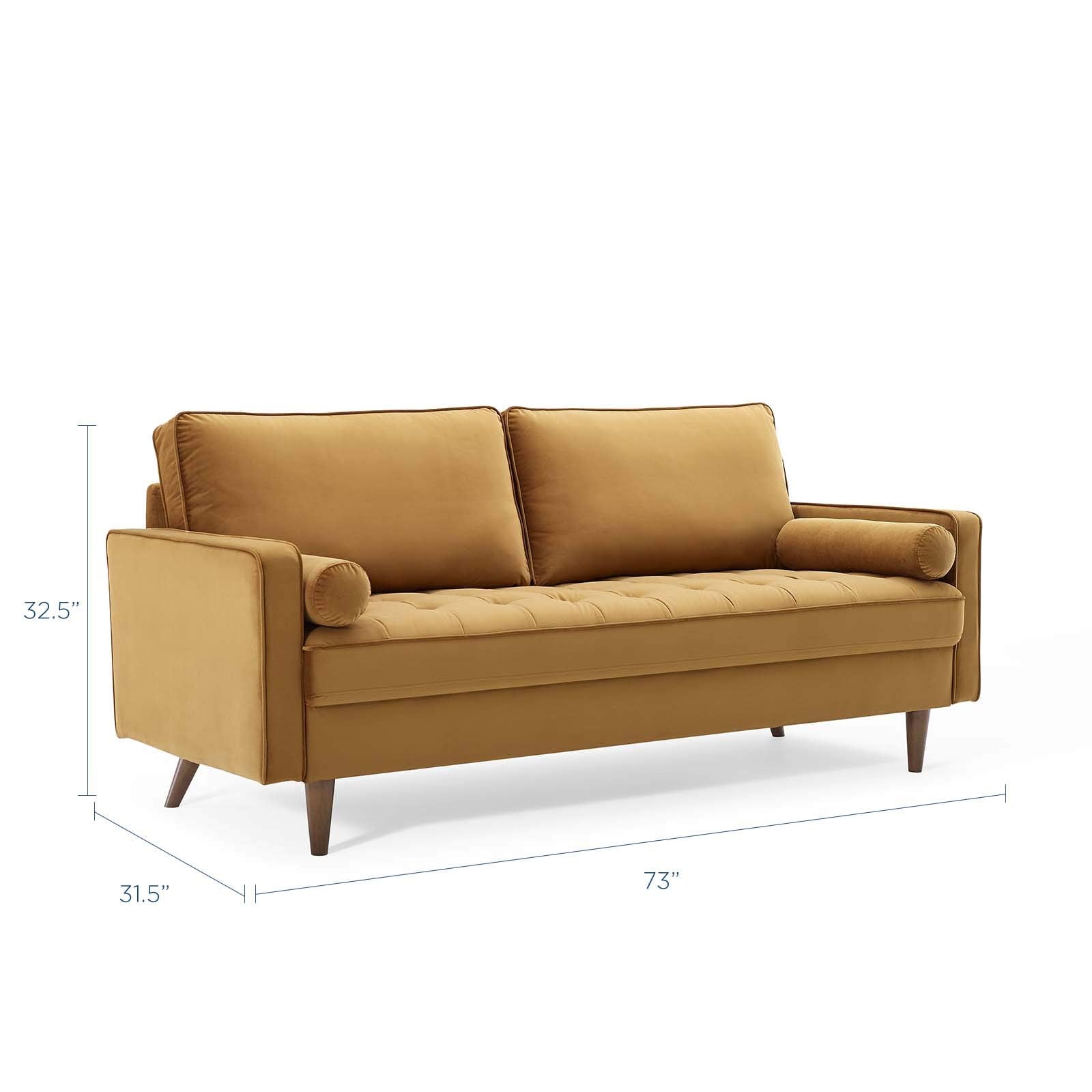 Modway Eei-3764-Cog Valour Performance Velvet Sofa, Cognac