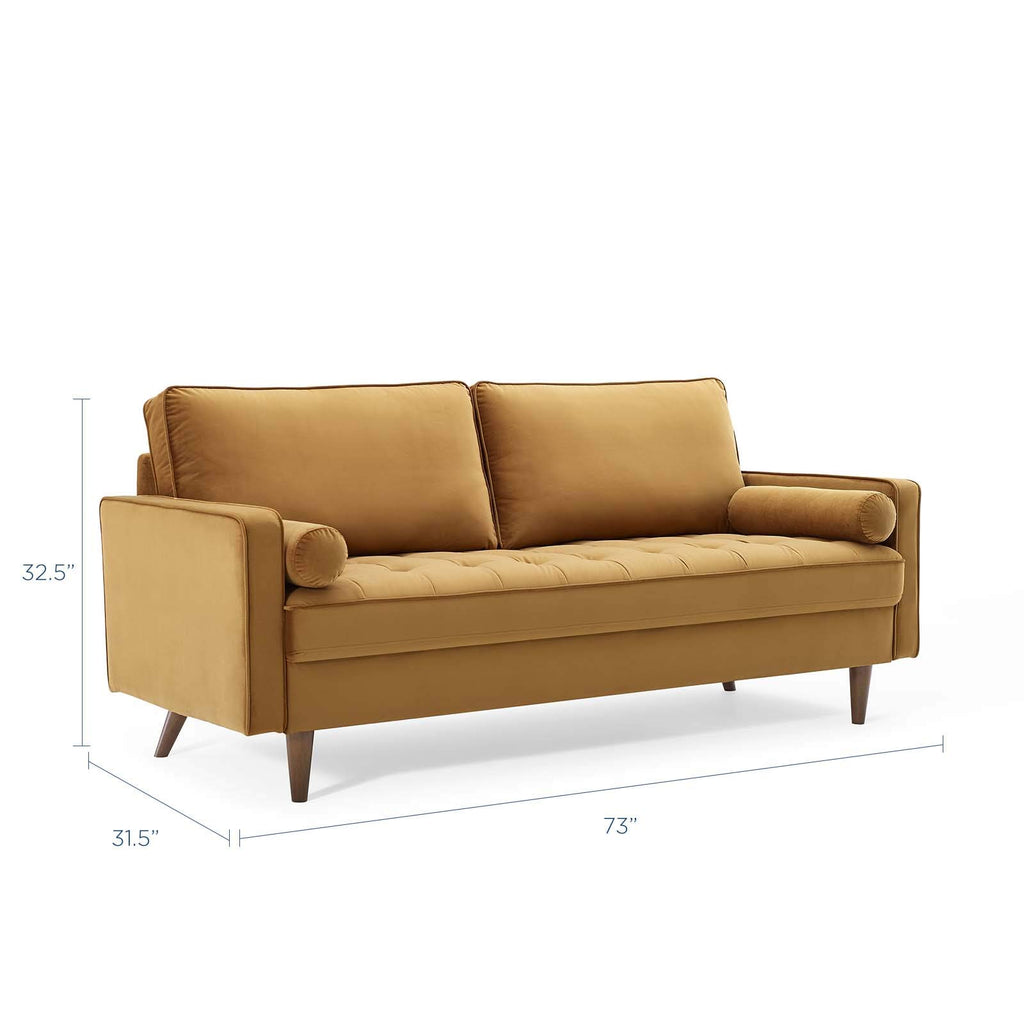 Modway Eei-3764-Cog Valour Performance Velvet Sofa, Cognac