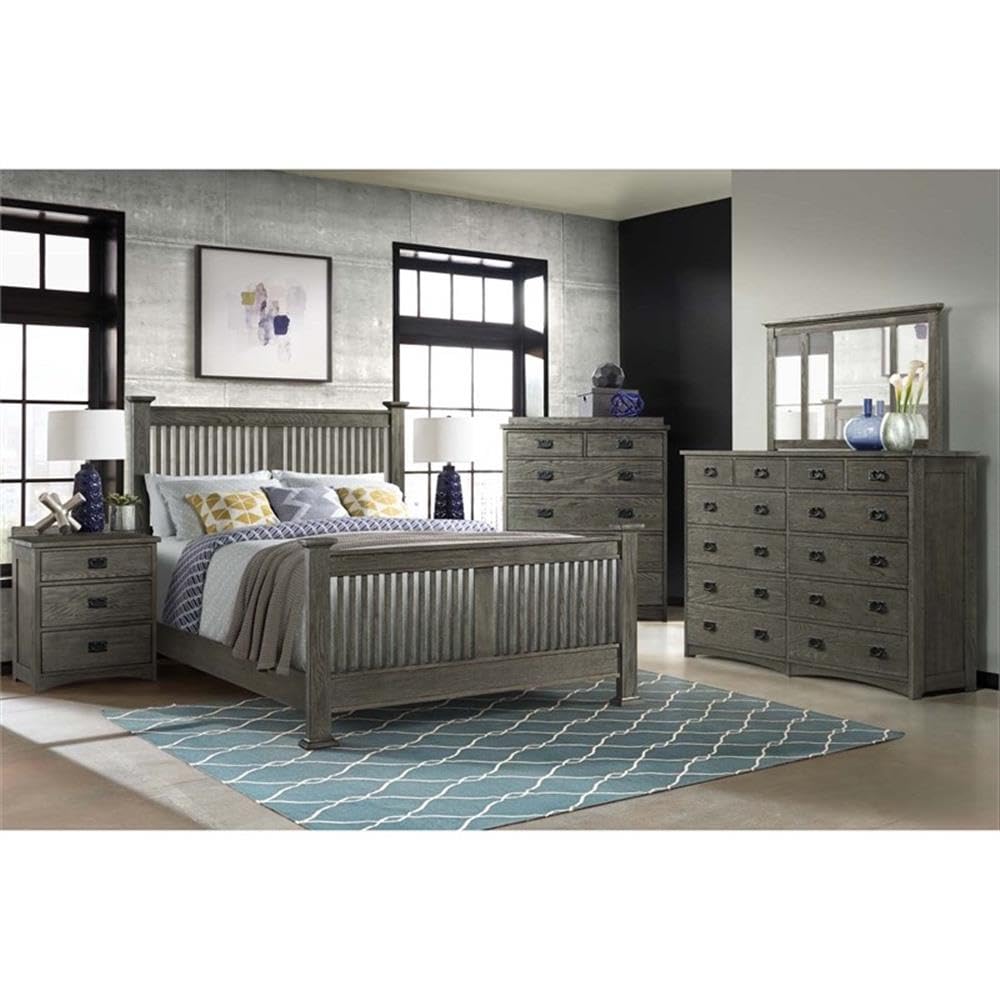 Intercon Oak Park 3 Drawer Nightstand Bedside Table, Dark Gray