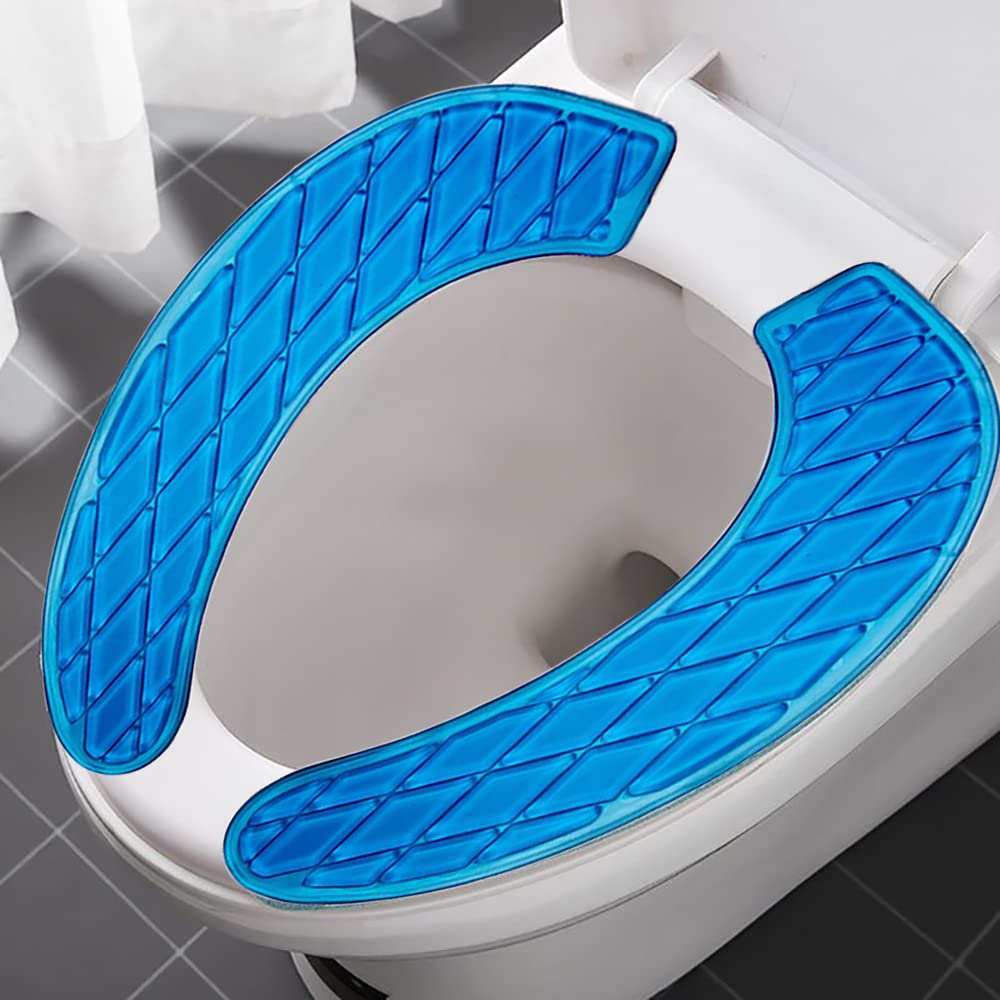 Kindax Gel Toilet Seat Cushion Portable And Washable Toilet Seat Cover Universal With Self-Adesive Design(Blue)