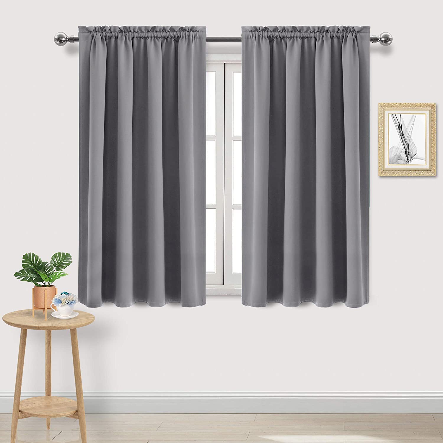 Dwcn Grey Room Darkening Blackout Curtains - Thermal Insulated Privacy Energy Saving Window Curtain Drapes 52 X 45 Inch Length,