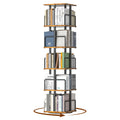 5Tier Rotating Bookshelf, 360 Spinning Corner Bookcase with Metal Guardrails, Freestanding Industrial Book Shelf Tower, Space S