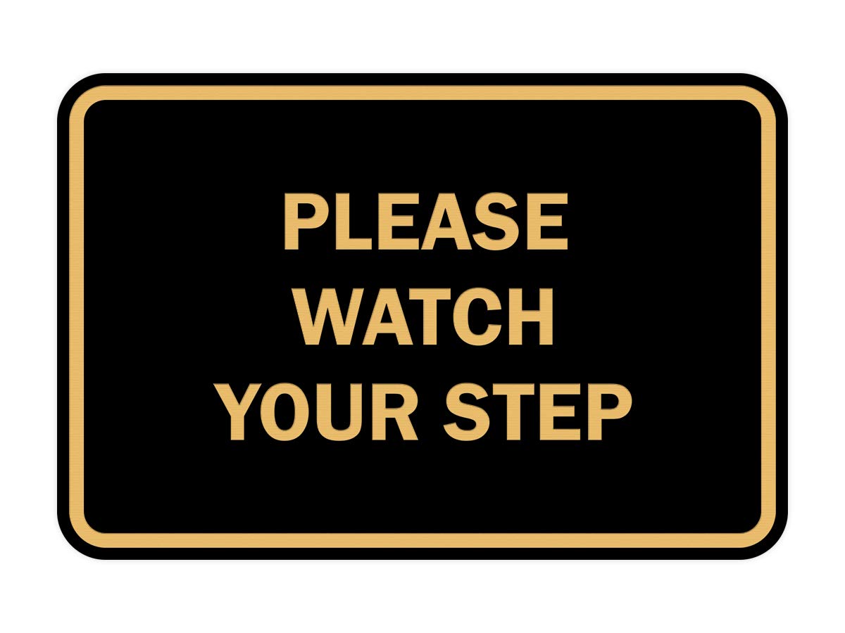 Signs Bylita Classic Framed Please Watch Your Step Sign (Black Gold) - Large