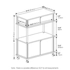 Furinno Turn-N-Tube Kitchen Storage Cart with Cabinet and Lockable Wheels, French Oak Grey/Black