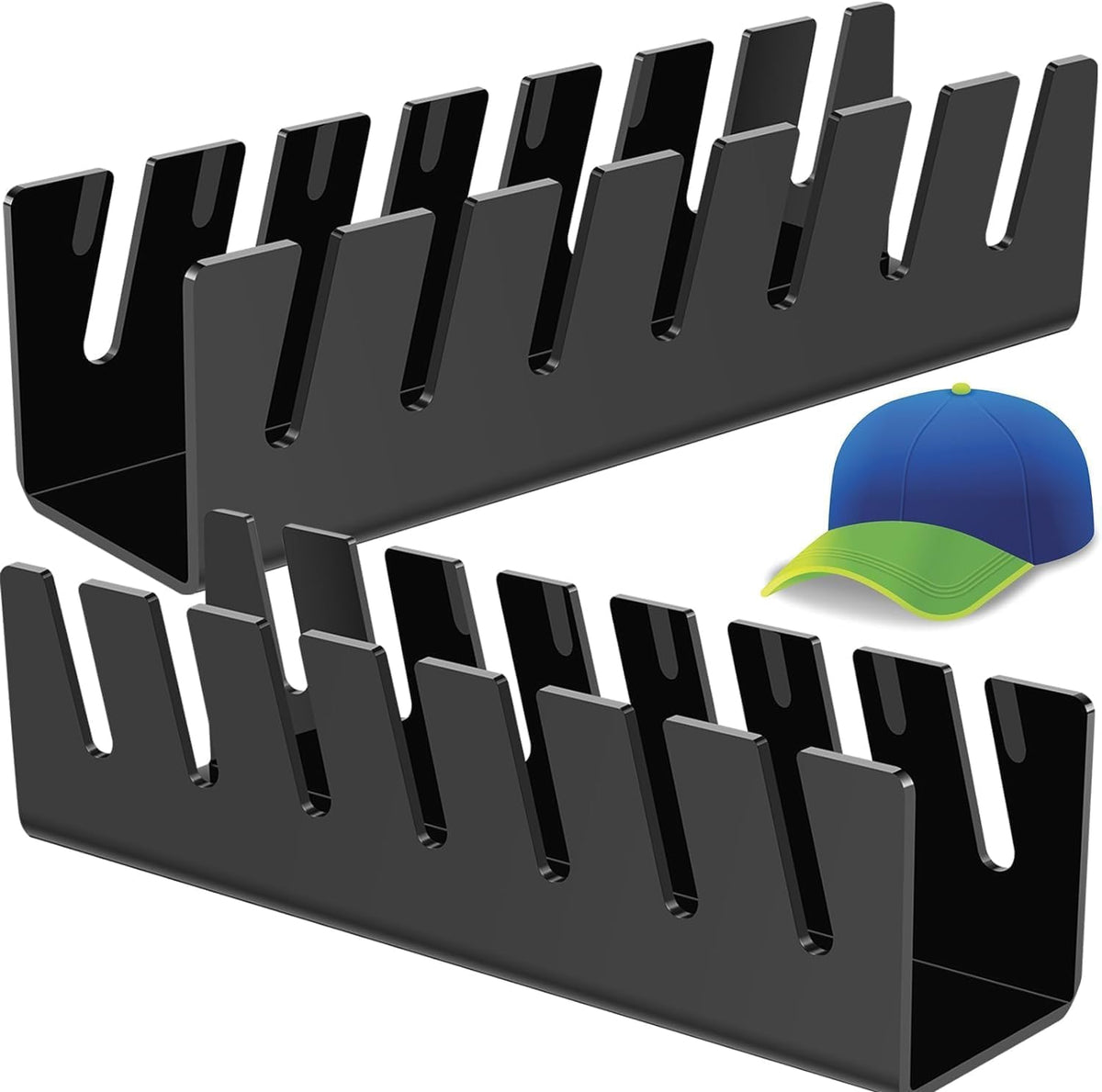 QKEWURO 2024 New Hat Stand for Baseball Caps Display and Organizer , No Install Acrylic Hat Holder for 14 Baseball Caps for Bedr