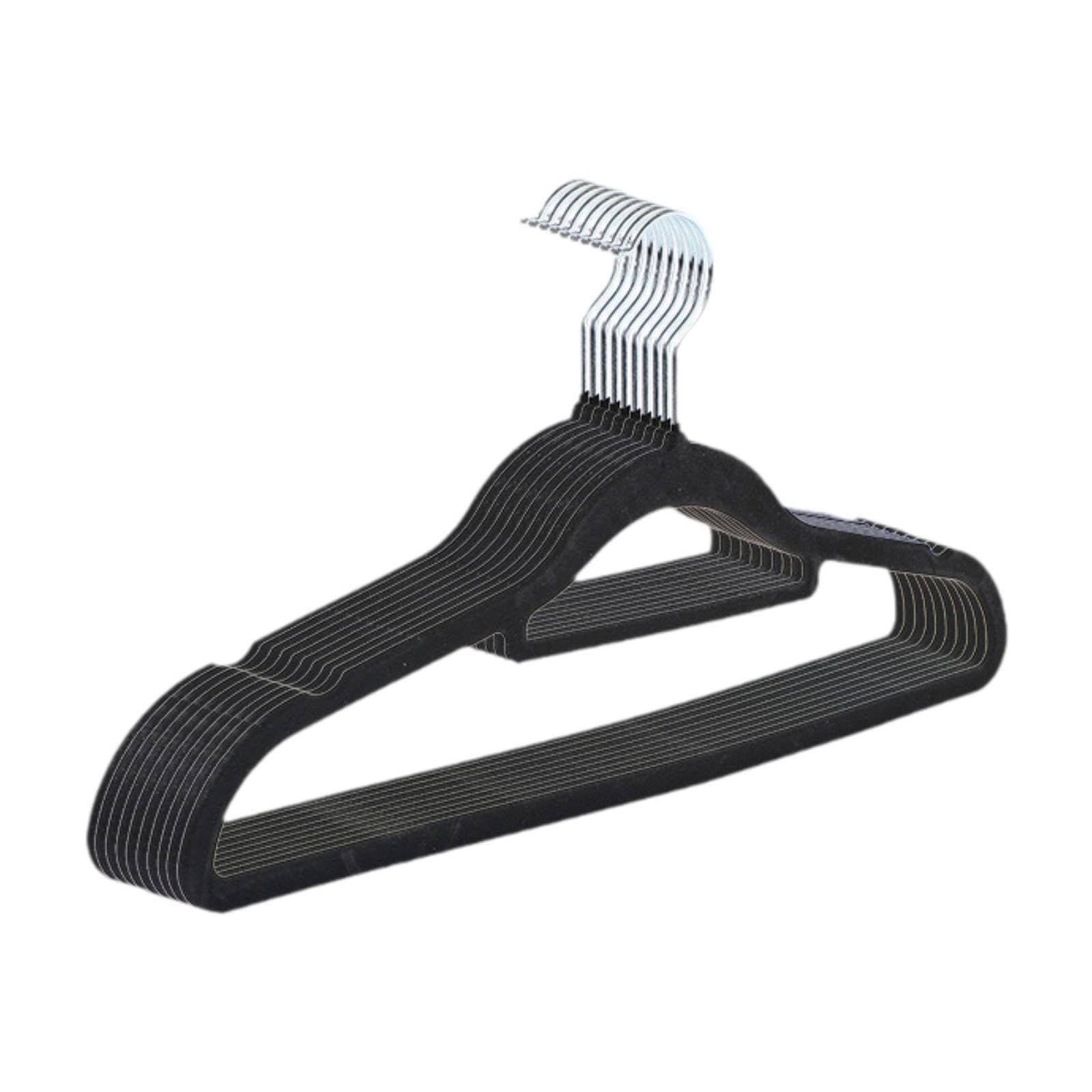 Trendivibe 10X Velvet Hangers Wardrobe Organisers Coat Hangers For Jeans Jackets Towels Black