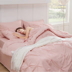Bedsure California King Comforter Set - Cal King Bed Set 7 Pieces, Pinch Pleat Pink Cali King Bedding Set With Comforter, Sheets