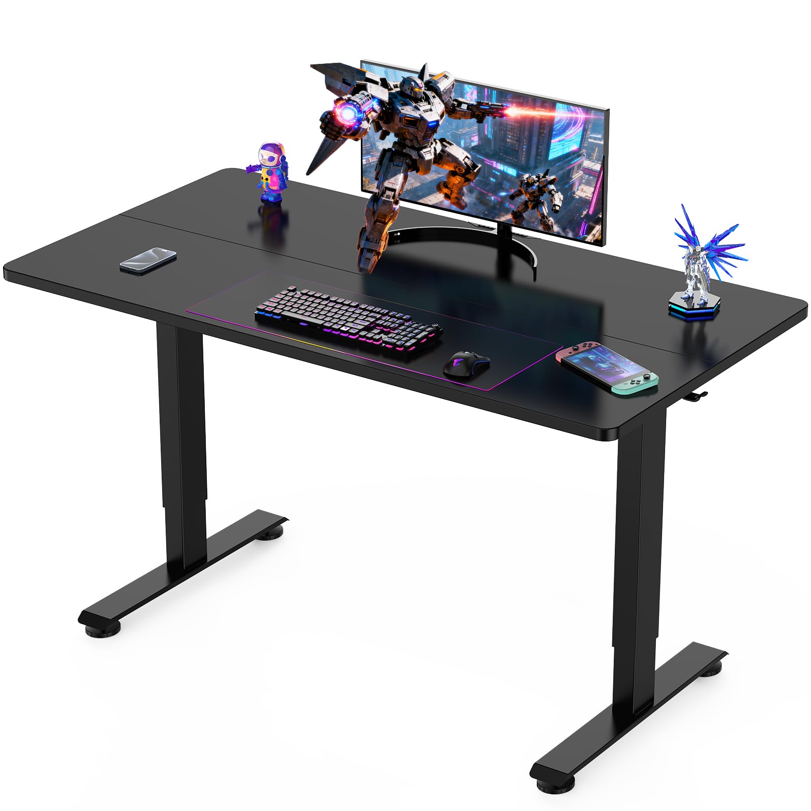 Veken 55 Inch Large Electric Standing Gaming Desk, Heights Adjustable,Sit to Stand Up, Work Home Office Computer Table for Study
