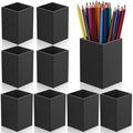 Aforoeoa 10Pack Black Acrylic Pen Holder, Desktop Pencil Organizer Makeup Brush Holder Acrylic Pencil Cup Stationery Pencil Hold
