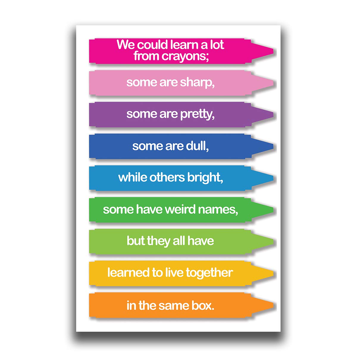 Jsc385 We Could Learn A Lot From Crayons Classroom Poster | 18-Inches By 12-Inches | Premium 100Lb Gloss Poster Paper