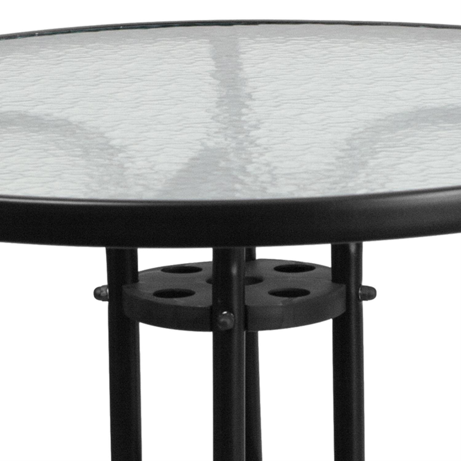 Flash Furniture Bellamy 31.5'' Round Tempered Glass Metal Table