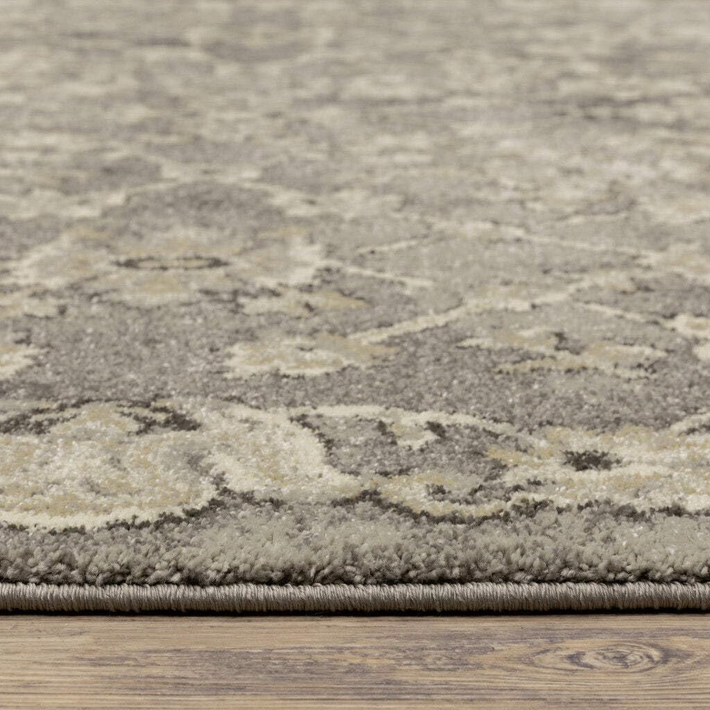 HomeRoots 508838 6 x 9 ft. Gray Beige Tan & Brown Oriental Power Loom Stain Resistant Rectangle Area Rug