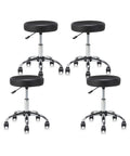 KLASIKA Set of 4 Round Rolling Stool Swivel with Wheels Adjustable Height Heavy Duty Wide Seat Drafting Stool Chair for Office S