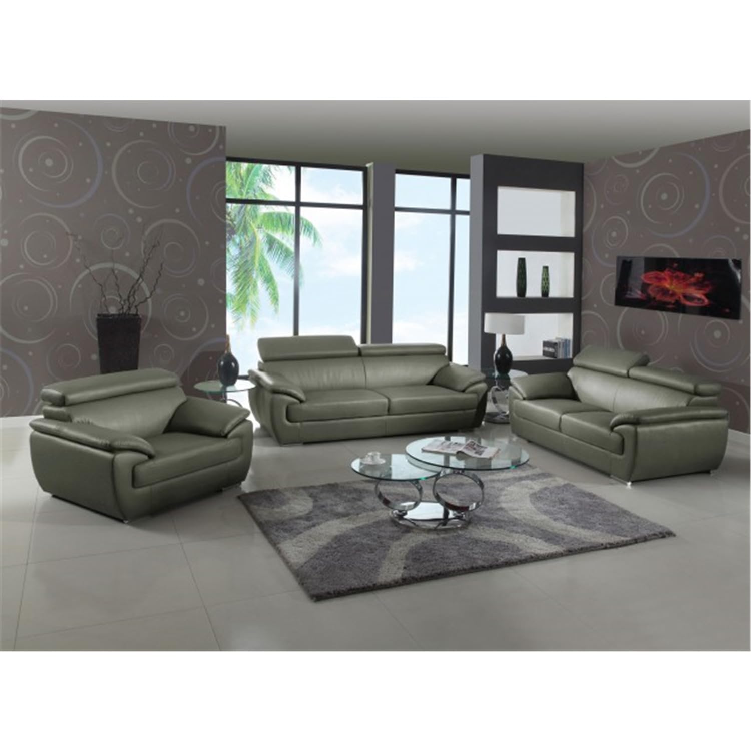 HomeRoots Gray 86 Captivating Grey Leather Sofa