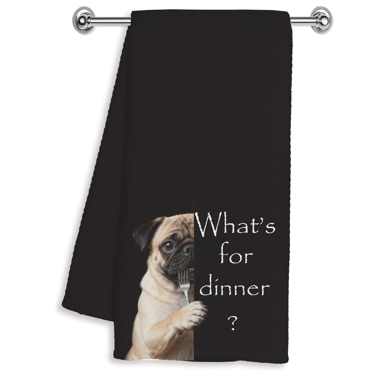 YXYBF Funny Pug Kitchen Towels 16x24 Inches, Gifts for Pug Lovers Mom Women Men, Whats for Dinner Dog Hand Dish Tea Towels for 