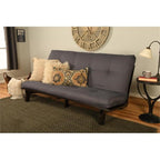 Kodiak Furniture Carson Full Size Futon Frame and Mattress Set - Java Brown Finish Wood Futon Frame with Mattress Included in Twill Gray Color