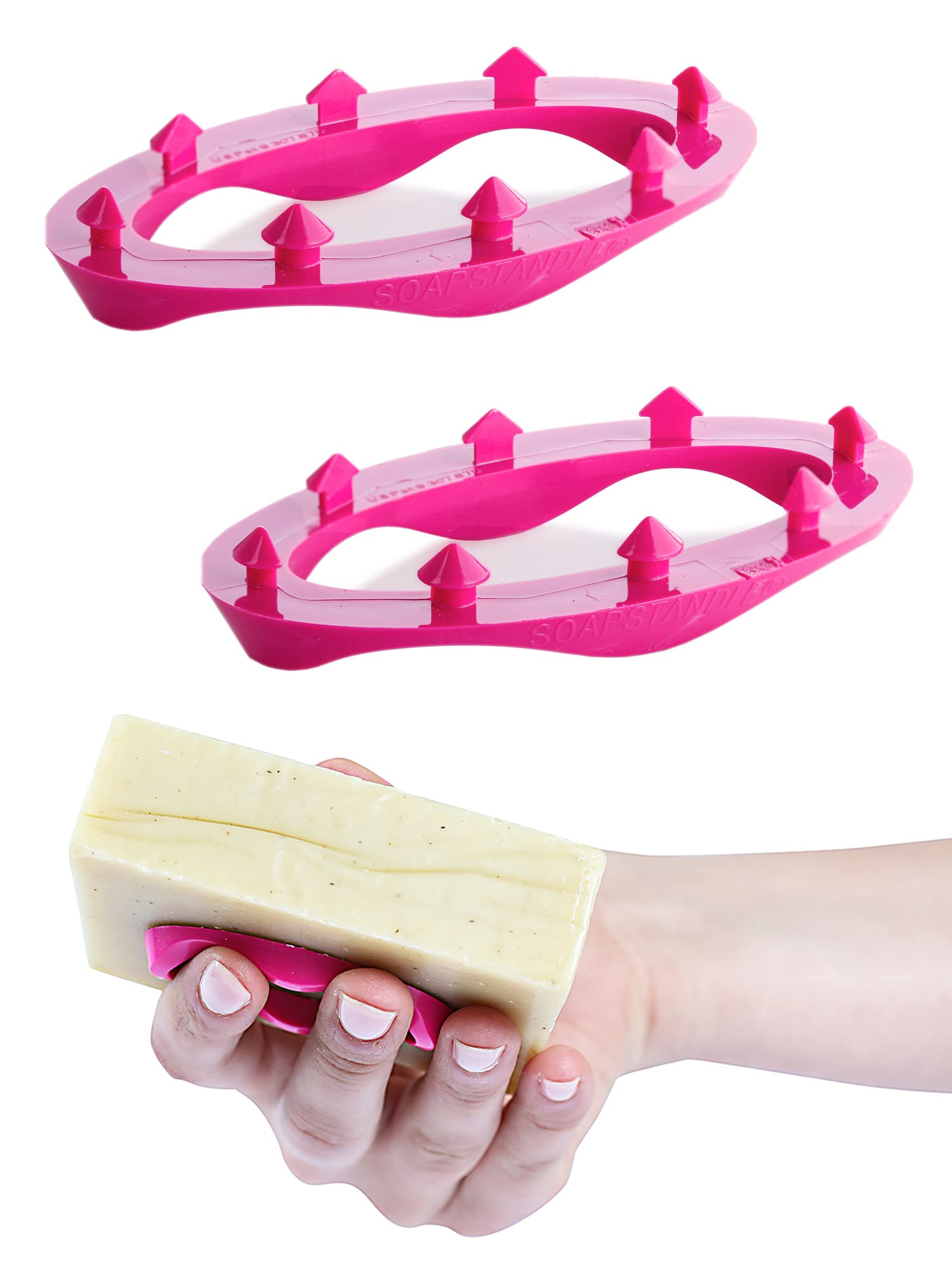 SoapStandle Bar Soap Gripper No Goo or Mess Soap Holder for Bath and Showers 2 Pack, Pink