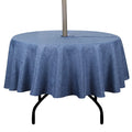 Youngseahome Outdoor Tablecloth Wrinkle-Free Stain Resistant Waterproof Polyester Fabric Table Cover With Zipper Umbrella Hole For Picnic/Party/Dinner/Patio Garden(60Inch Round,Zippered,Denim Blue)