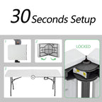 6Ft Picnic Table Folding Table Camping Table Plastic Table Fold Up Table Lock For Party Event,White
