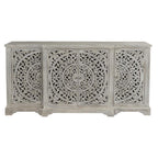 Kosas Home Aurora 4-Door Transitional Mango Wood Sideboard in Gray