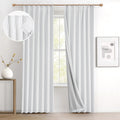 Ivapupu White Linen Blended Pinch Pleated Blackout Curtains Two Panels Black Out Window Curtains 63 Inch For Living Room Bedroom