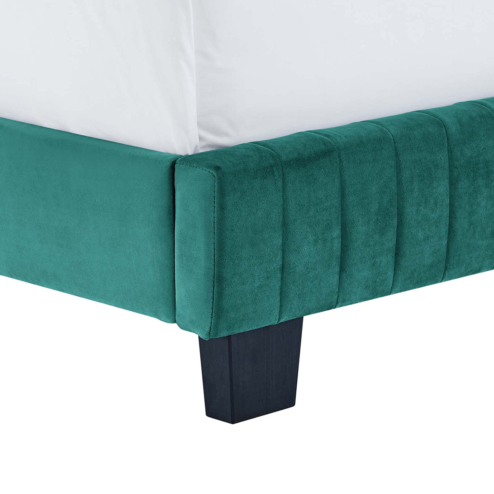 Modway Celine Channel Tufted Performance Velvet Full Bed in Teal