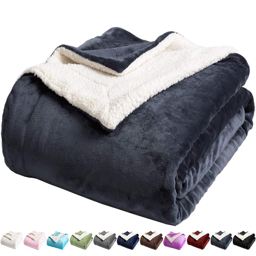Lbro2M Sherpa Fleece Bed Blanket King Size Super Soft Fuzzy Plush Warm Cozy Fluffy Microfiber Couch Throw Velvet Double Reversible Blankets,Dark Grey