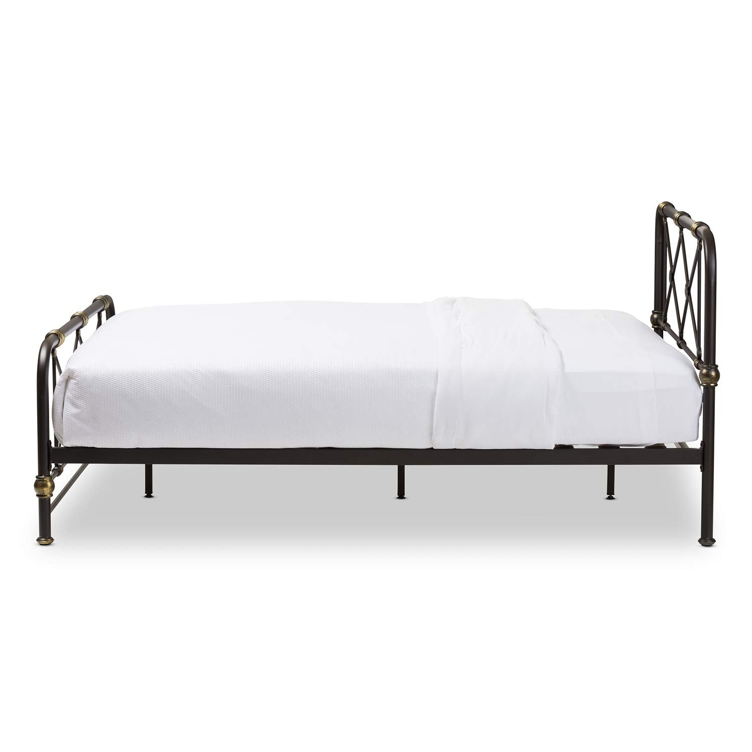 Baxton Studio Beatrice Modern and Contemporary Stippled Black Finished Metal Queen Size Platform Bed Black//Metal/Contemporary