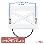 Ilyapa Rustic Hand Towel Ring For Bathroom- Wall Mounted Bathroom Hand Towel Holder - White Wood & Black Metal Ring, Farmhouse D