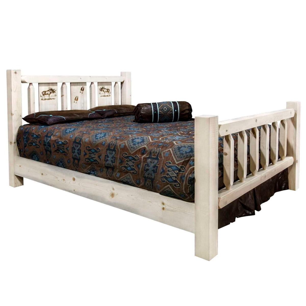 Montana Log Collection Wood Homestead Queen Bed MWHCQBLZMOOSE