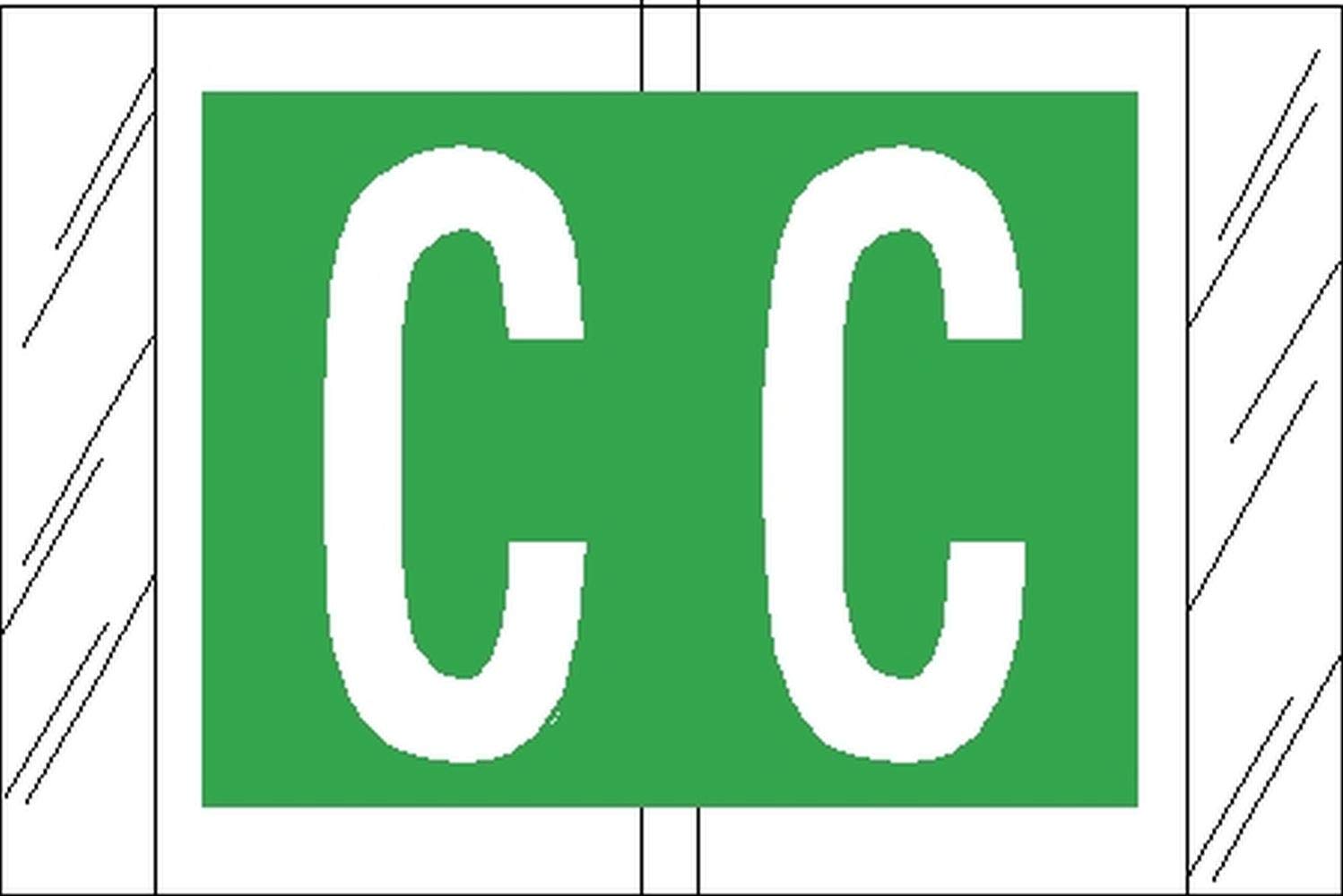 Tabbies Original Col'R'Tab 12000 Series Alpha Labels, Light Green, C', 1'H X 1-1/2'W, Heavy Duty & Fade-Resistant, Made In Th