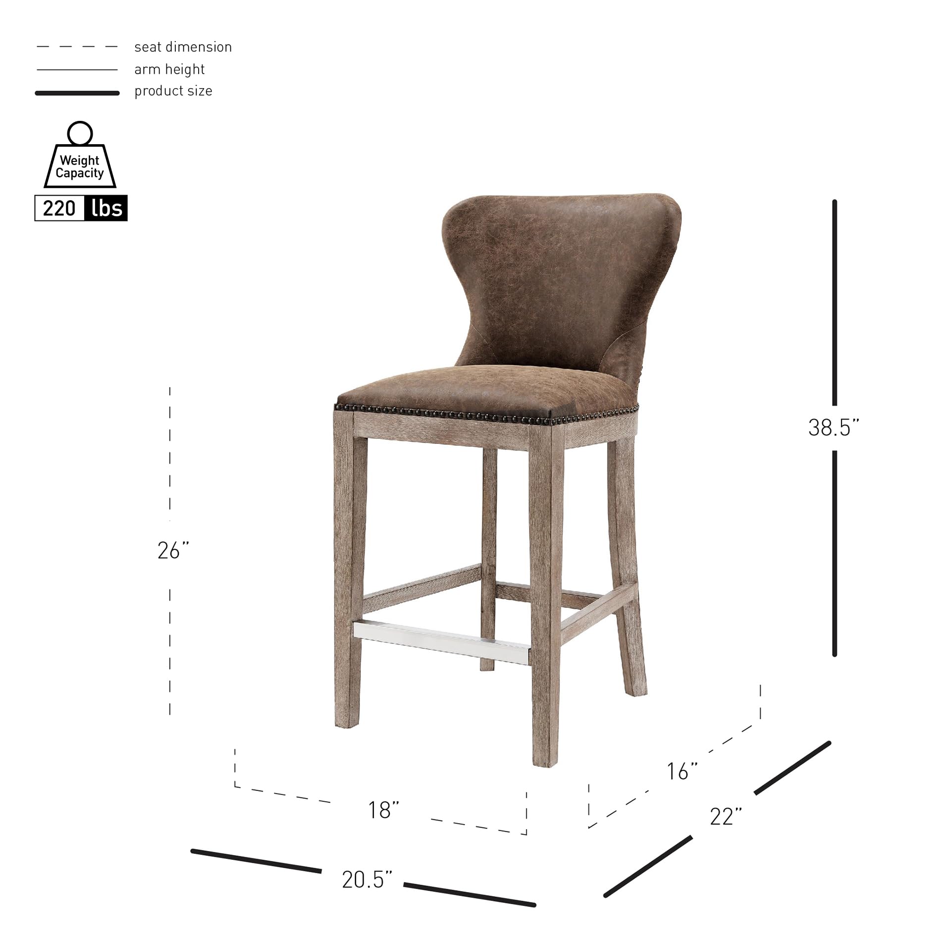 New Pacific Direct Dorsey Counter Bar & Counter Stools, Nubuck Chocolate