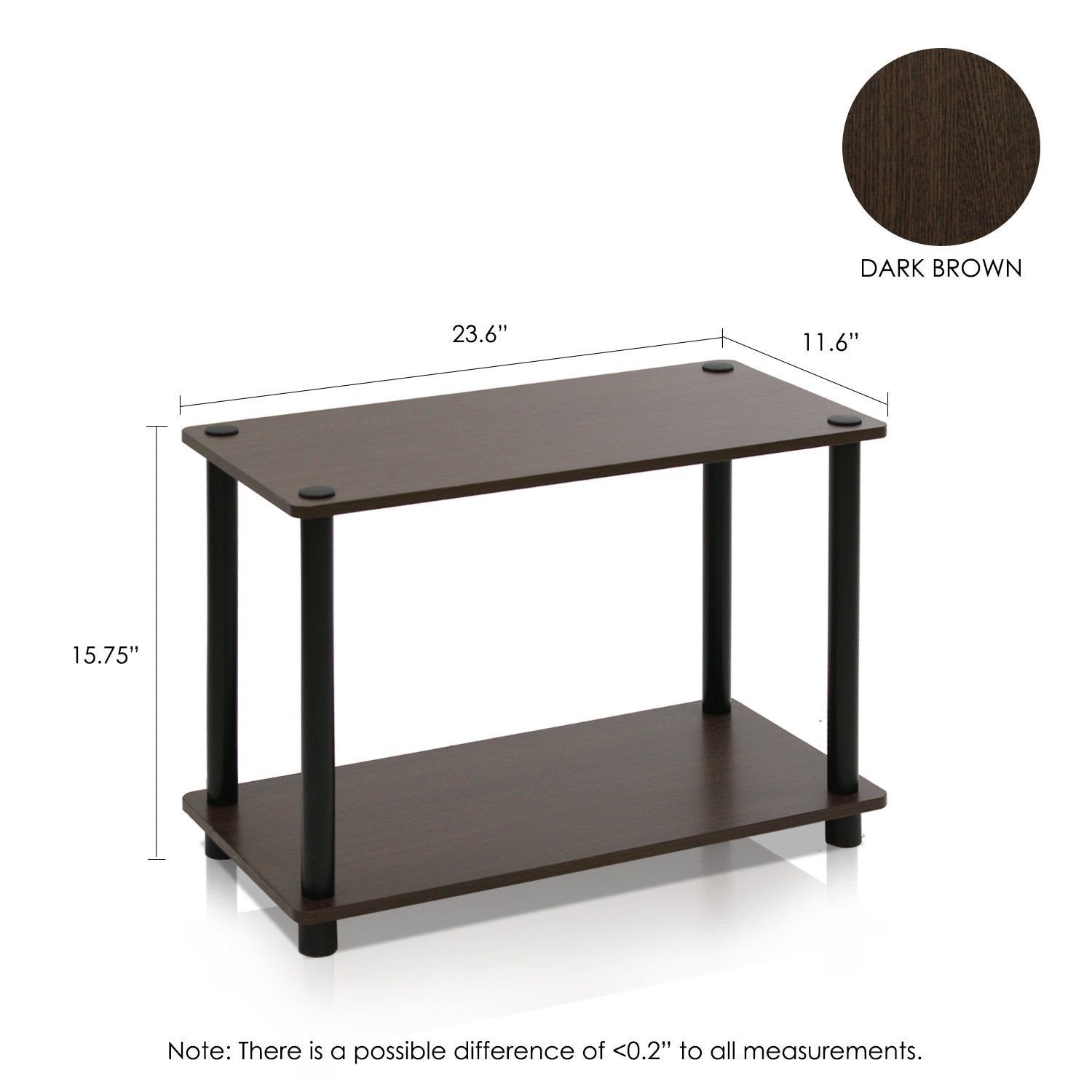 Furinno Turn-N-Tube 2-Tier Shelves/End Tables Set, 2-Pack, Dark Brown/Black