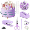 Gawsey Purple Desk Organizers And Accessories 10Pcs Set With 360-Degree Rotating Pen Holder, Tape Dispenser, Stapler, Staple Rem