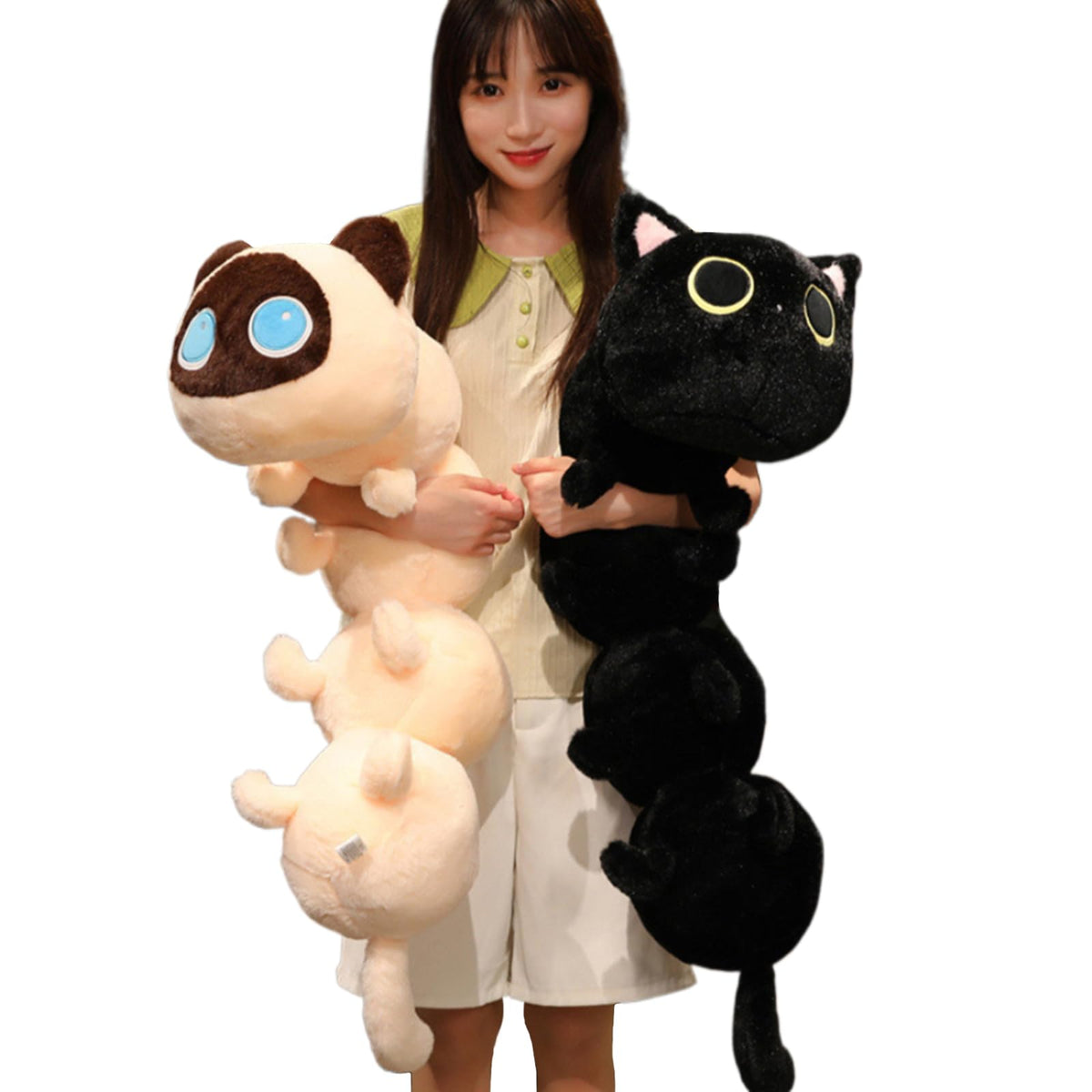 Somao Caterpillar Stuffed Animal Plush Long Cat Body Pillow,Creative Cat Caterpillar Plush Toys Soft Hugging Pillow Doll Funny C
